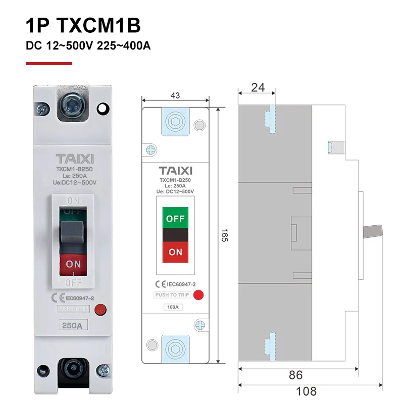 TXCM1B Литой чехол автоматический выключатель батарея 12 В 24 в 48 автомобильная