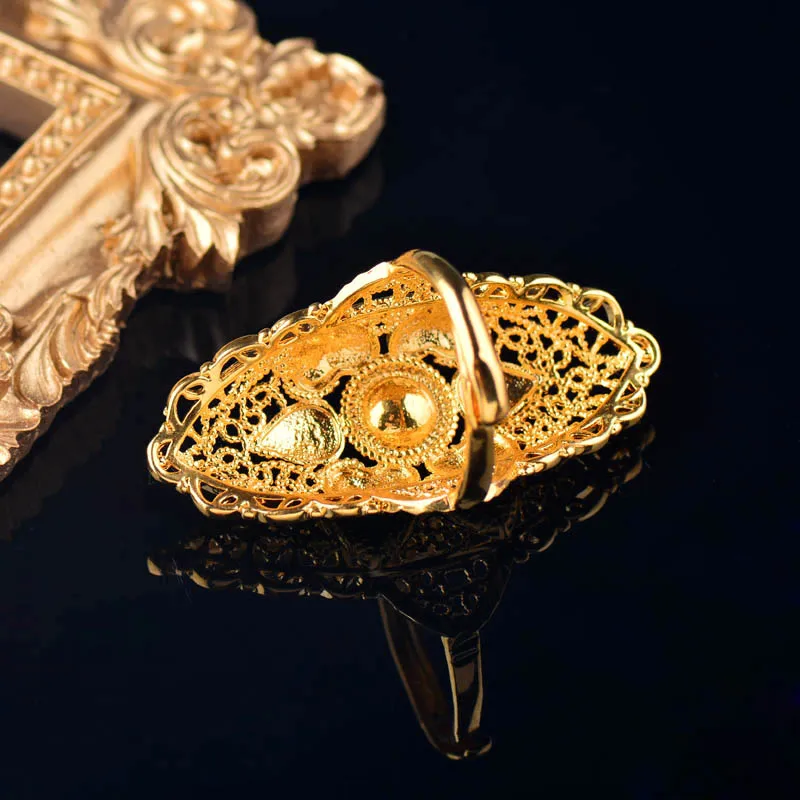 Женские винтажные кольца SINLEERY большие полые с цветком желтого и золотого цвета