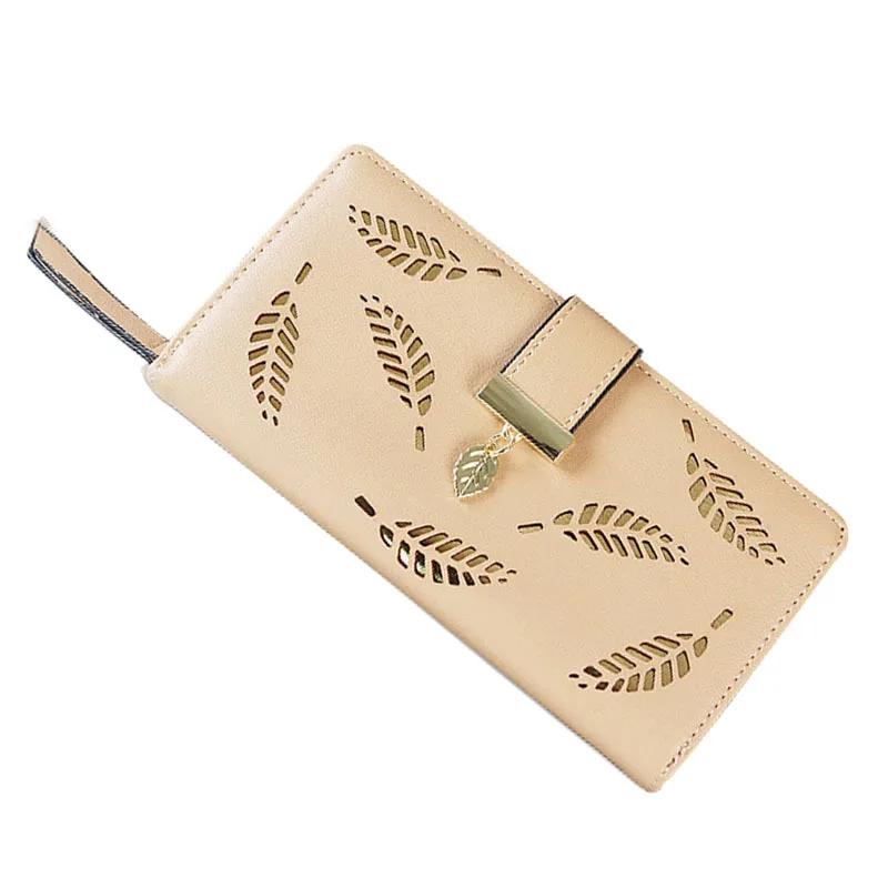 

Women's long wallet 2021 new hollow leaf wallet zipper buckle clutch