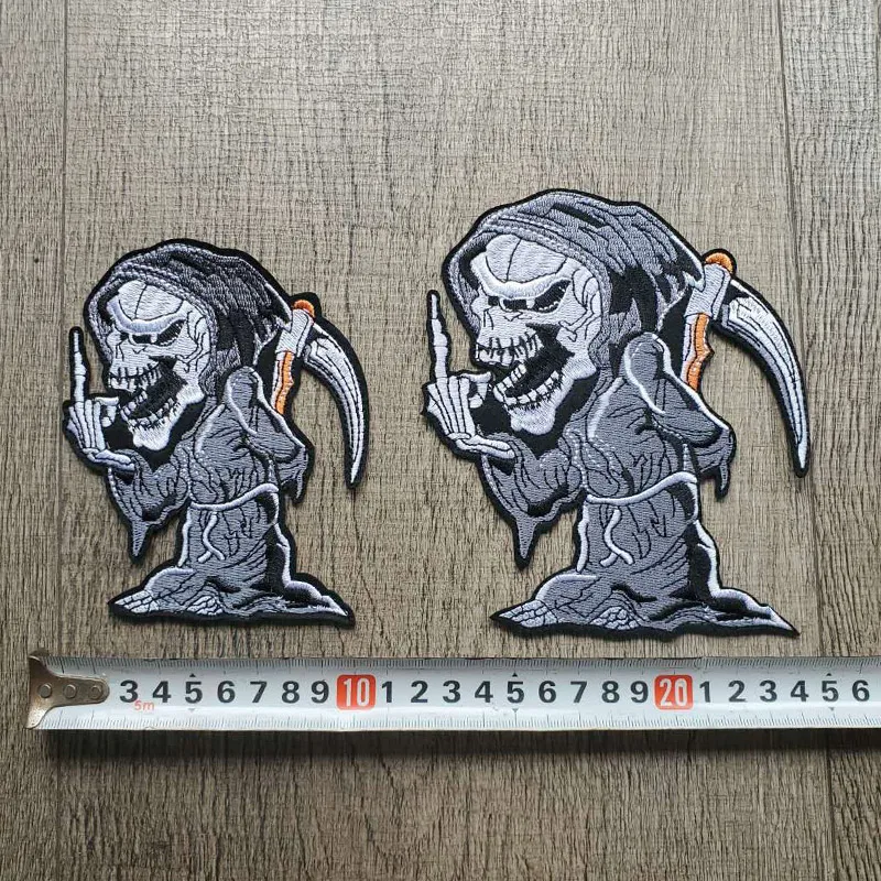Мультяшные вышитые нашивки с черепом мрачного Жнеца для одежды утюжок на одежде