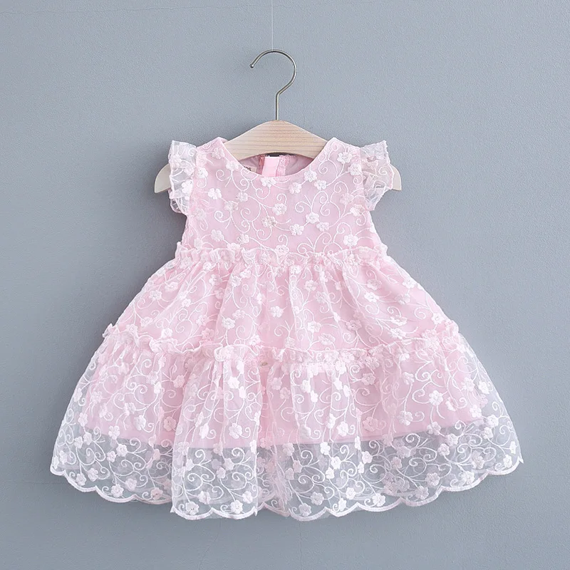 

Baby Girls Dress 2021 Summer Toddler Girl Costumes Sleeveless Cute Lace Flower Princess Vestidos Infant Baby Clothes 6-24M