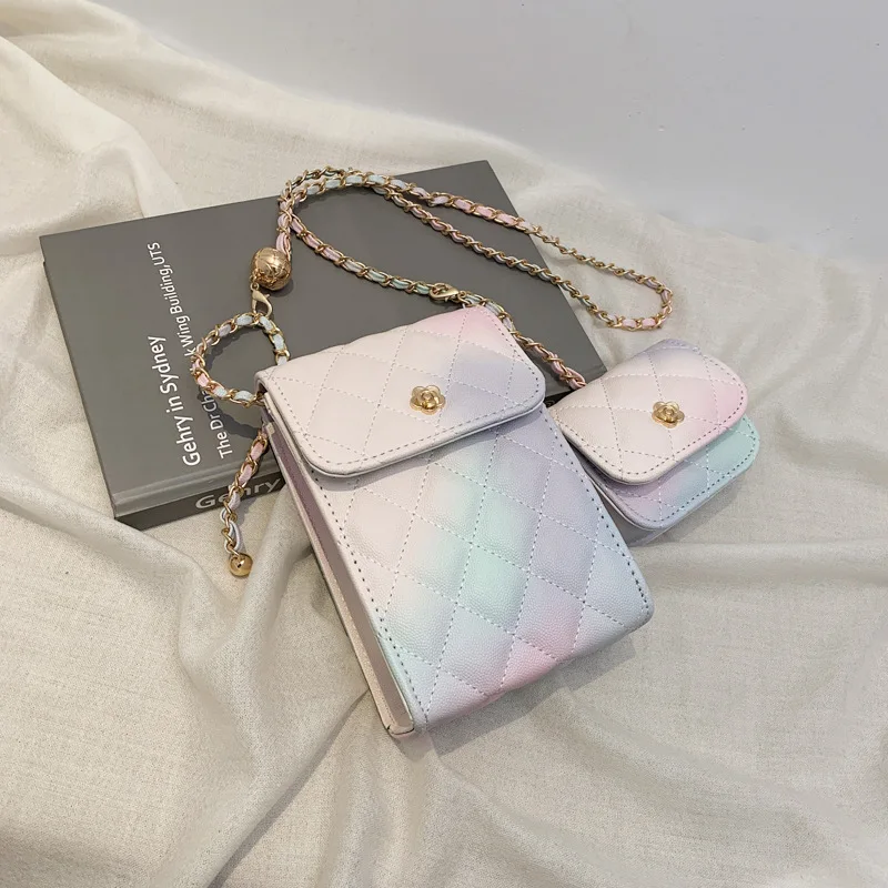 

Маленькая сумка на плечо из искусственной кожи для женщин, компактный кошелек, новинка 2021, Женская Радужная сумка для телефона