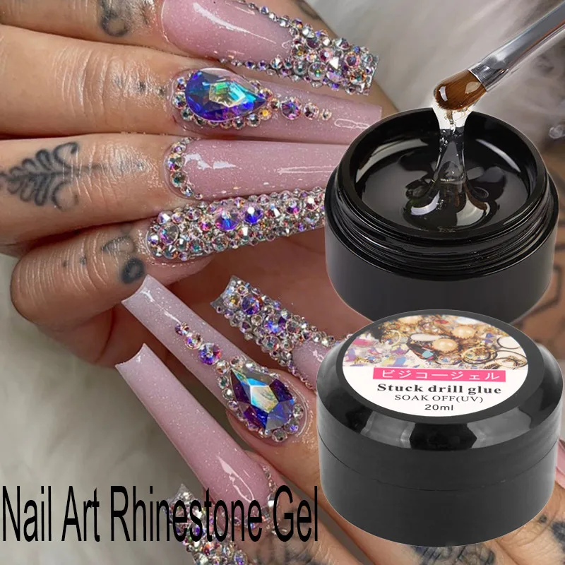 

8/20ML Nail Art Rhinestone Gel Glue Super Sticky Adhesive UV Gel Nail Polish Glue DIY Nail Art Crystal Gems Jewelry Decoration