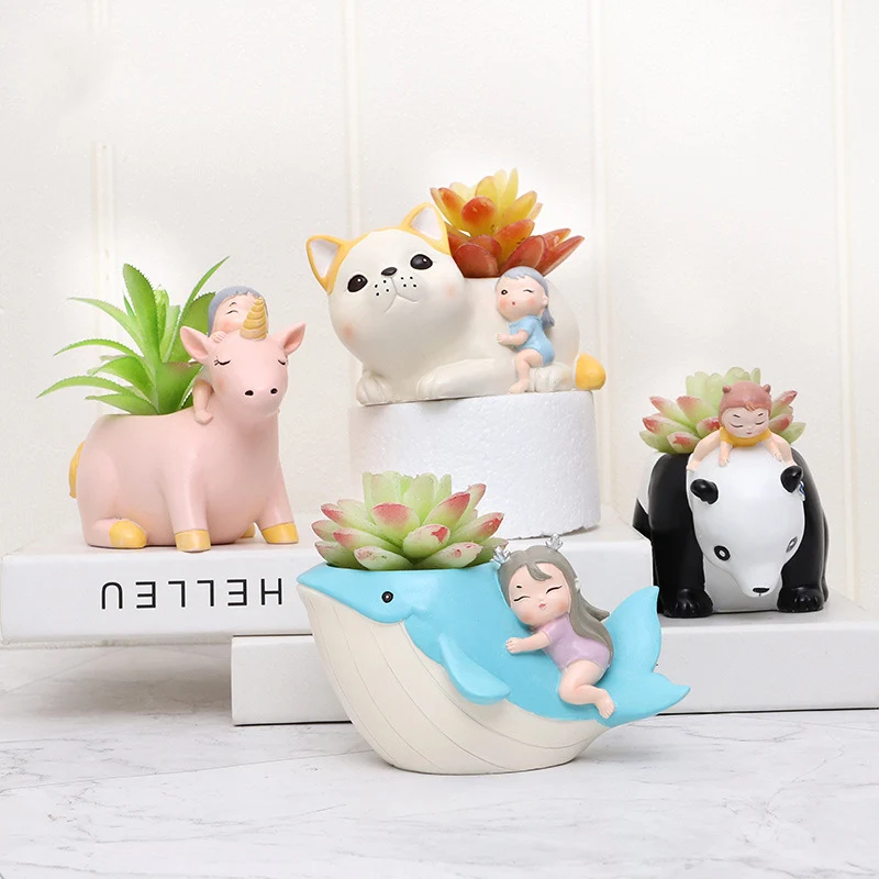 Смоляная Форма 3D для девочек цветочный горшок с белым медведем гипсовая смола