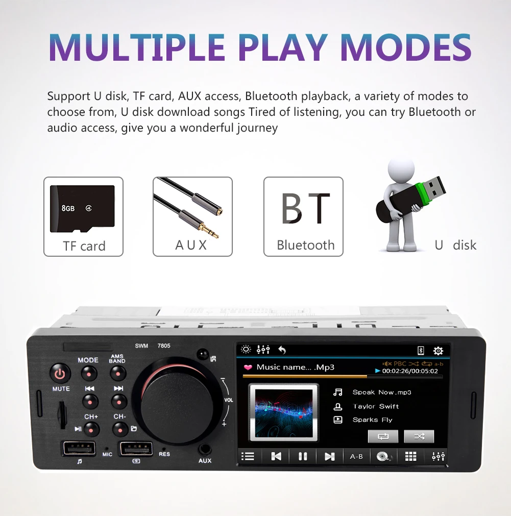 Автомагнитола 4 1 дюйма 7805 аудио стерео Din радио FM Bluetooth MP5 мультимедийный плеер