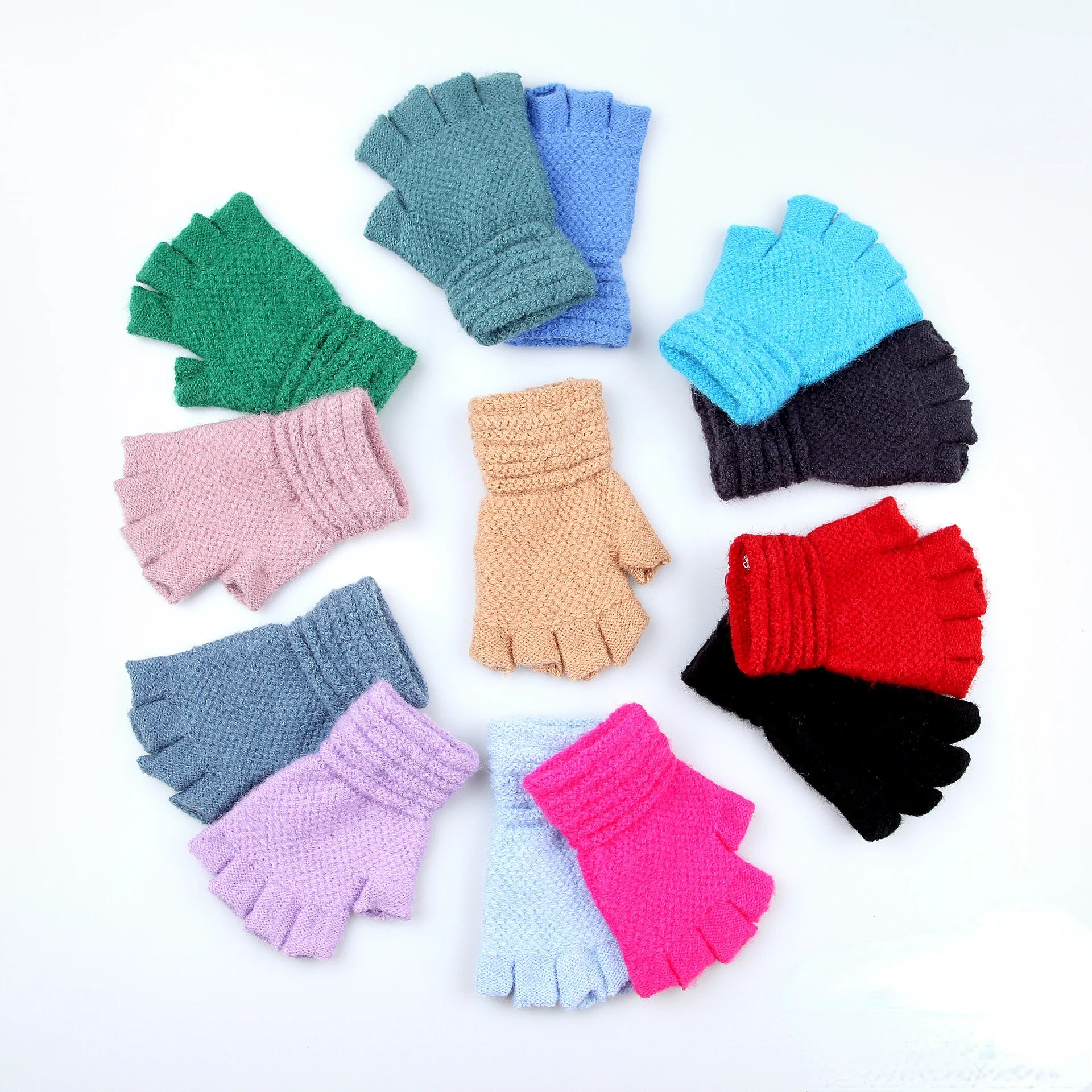 

Детские Зимние трикотажные перчатки, однотонные, на осень и зиму