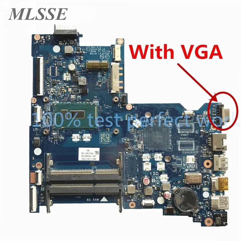 Оригинальная материнская плата для ноутбука Hp 250 G5 858583 601 001 с процессором SR244 i3