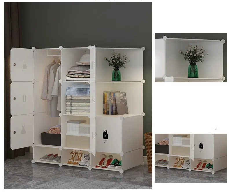 

Beautiful Wardrobe Healthy & Environmentally Friendly Resin Material Storage Cabinet Baby Bedroom Dustproof Wardrobe