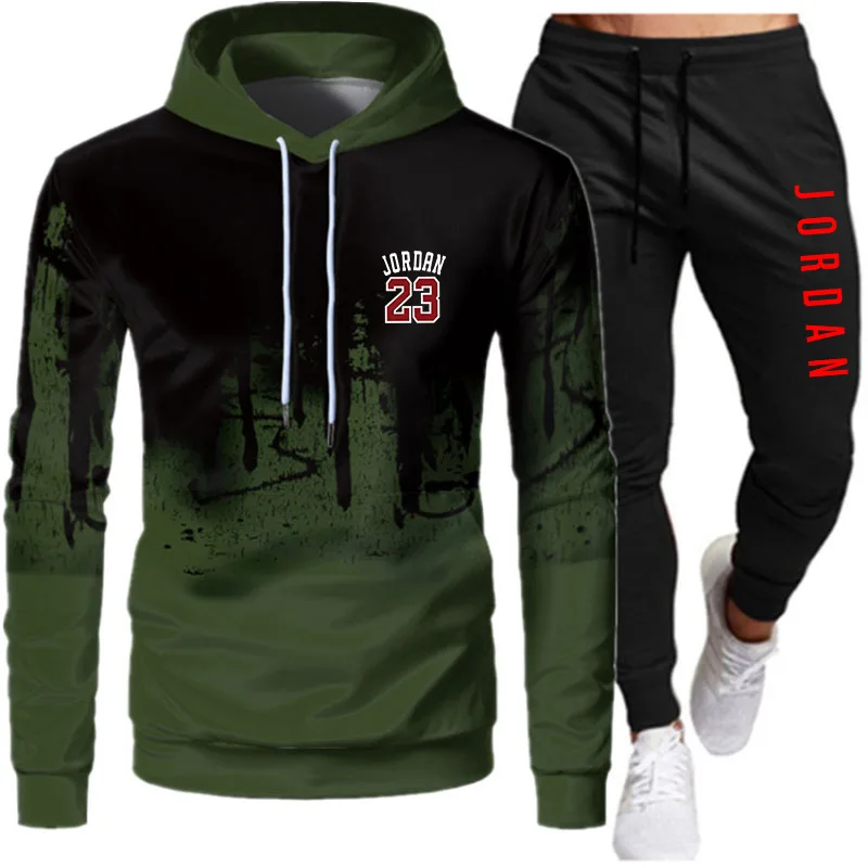 

New Tracksuit Men Spring And Autumn Trend Men's Set Long Sleeve + Sports Drawstring Tight Pants Male Stracksuit 3D Fitness Suit