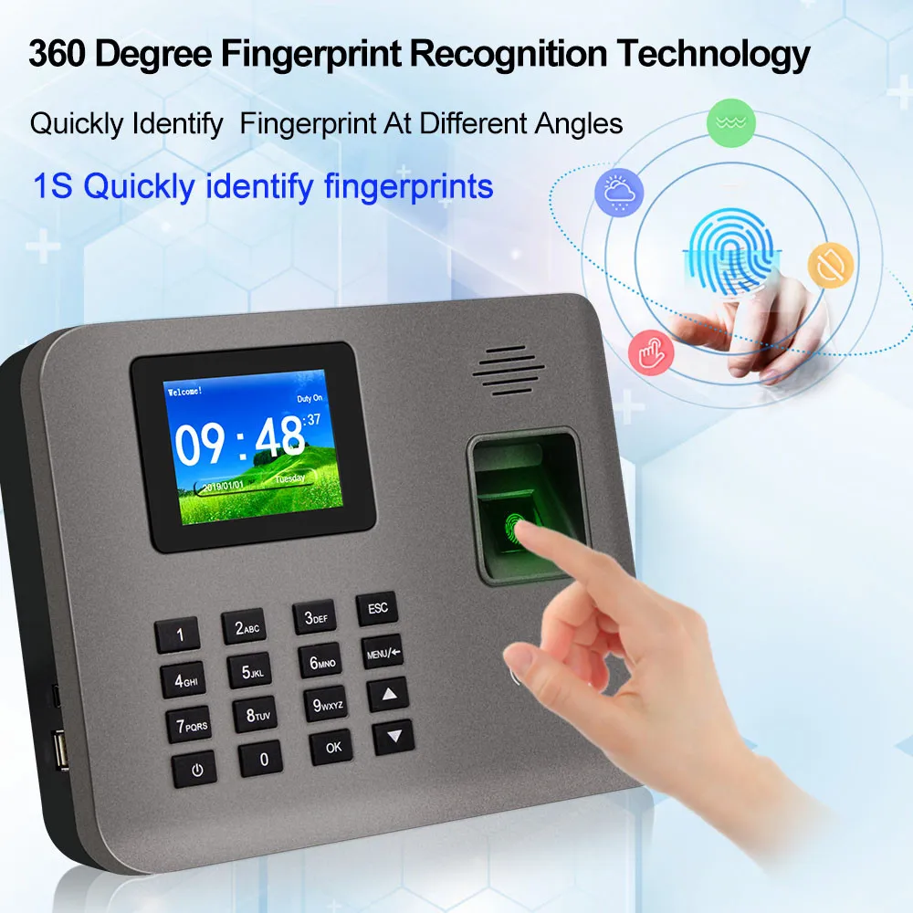 2 4 дюймовая биометрическая машина для отпечатков пальцев Realand RFID карта TCP/IP/USB