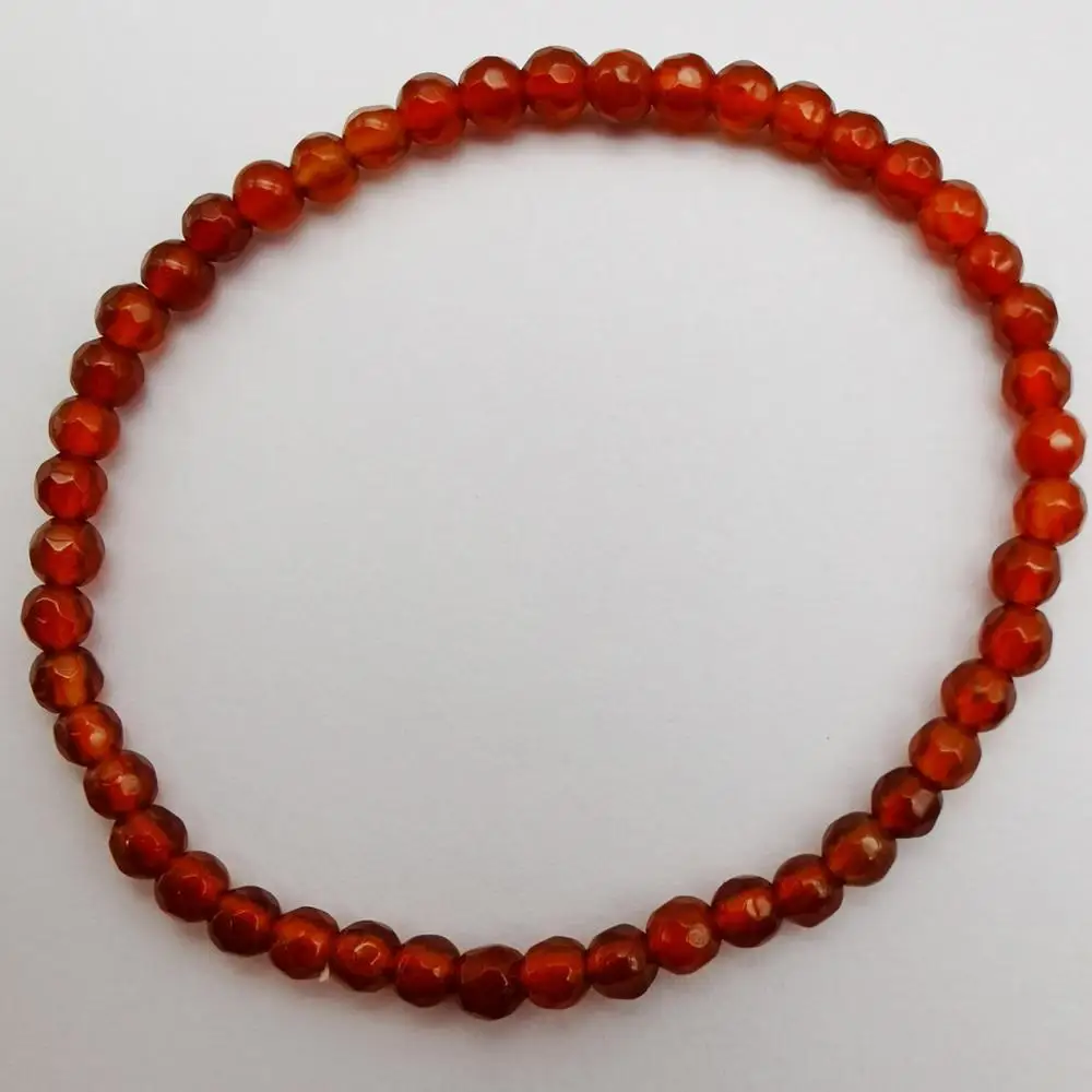 

4MM Red Carnelian Stone Faceted Beads GEM Bracelet Bangle Stretch 7 Inch Jewelry G113