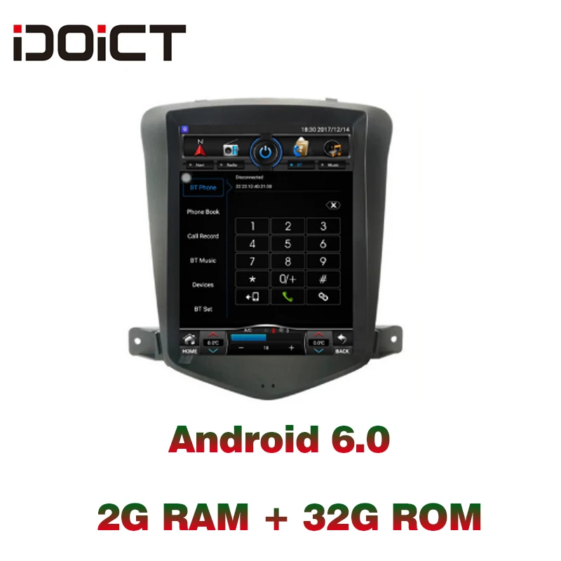 Автомобильный DVD плеер IDOICT TESLA Android 9. 0 2G + 32G GPS навигация Мультимедиа для Chevrolet Cruze