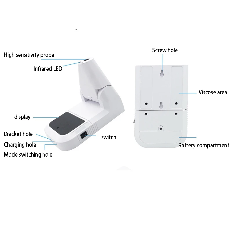 

Wall-Mounted Foldable Infrared Thermometer Non-Contact Folding Thermometer for Office Supermarket Bus Restaurant Factory