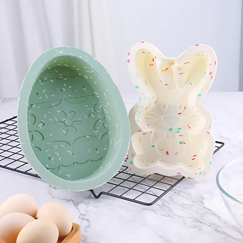

Food Grade Silicone Mold Rabbit Easter Egg Chicks Moulds Non-stick Square Cake Mould Baking Tools