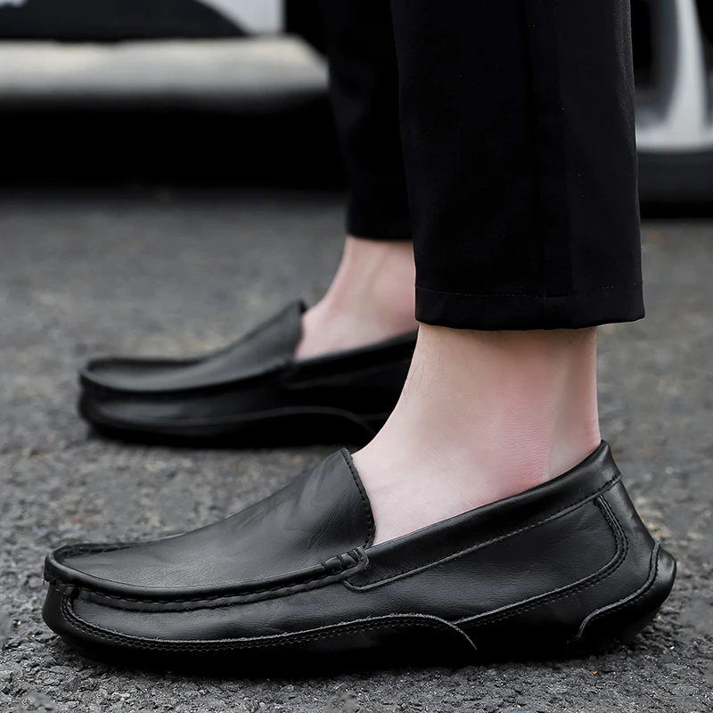 Genuine Leather Boat Shoes Men Fashion Soft Male Loafers Set Foot Driving Moccasins Footwear HC-574 | Обувь