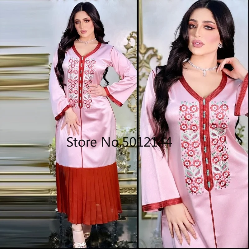 2021 Muslim  Dubai Abaya Women Long Sleeve Kimono Moroccan Caftan Evening Gowns Eid Mubarak Modest Dress Djellaba Femme Robes