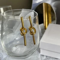 hangzhi 2021 new original french classic temperament fashion personality golden long design ties heavy metal earrings jewelry