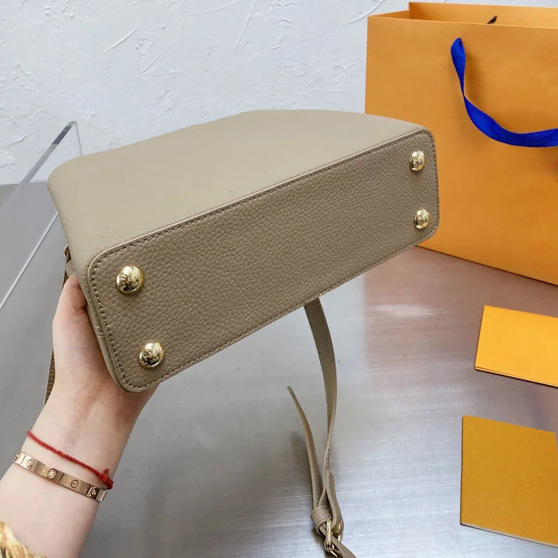 

With Logo Fashion Casual Simplicity Lychee Pattern High Quality Handbag Genuine Leather Mini Bag One Shoulder Messenger Bag