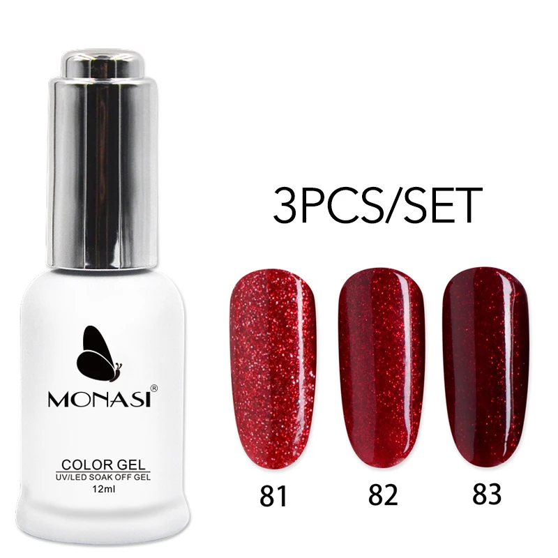 Набор гель лаков MONASI Натуральная Розовая серия 3 цвета дизайн ногтей Отмачивание