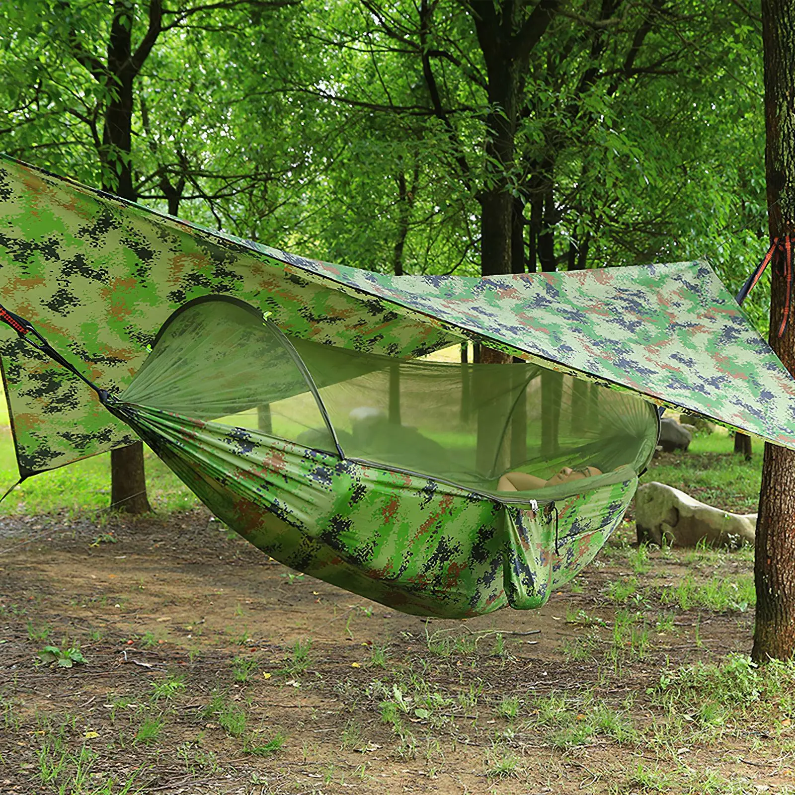 

Camping Hammock With Mosquito Net Pop-Up Light Portable Outdoor Paracute Hammocks Swing Sleeping Hammock Outdoor Camping Stuff