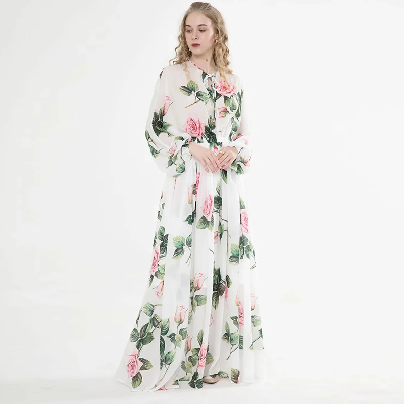 2020 летнее красивое платье макси с цветочным принтом для женщин высокое качество