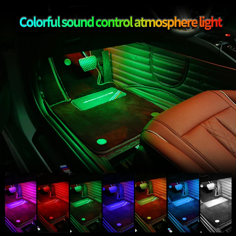 Автомобильная светодиодная лампа для внутреннего освещения ног RGB-лента USB-порт