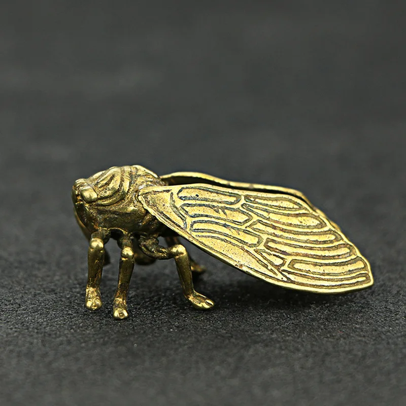 1* креативная фигурка ручной работы из чистой латуни Cicada, статуэтка животного, миниатюрная статуэтка, украшение для домашнего офиса