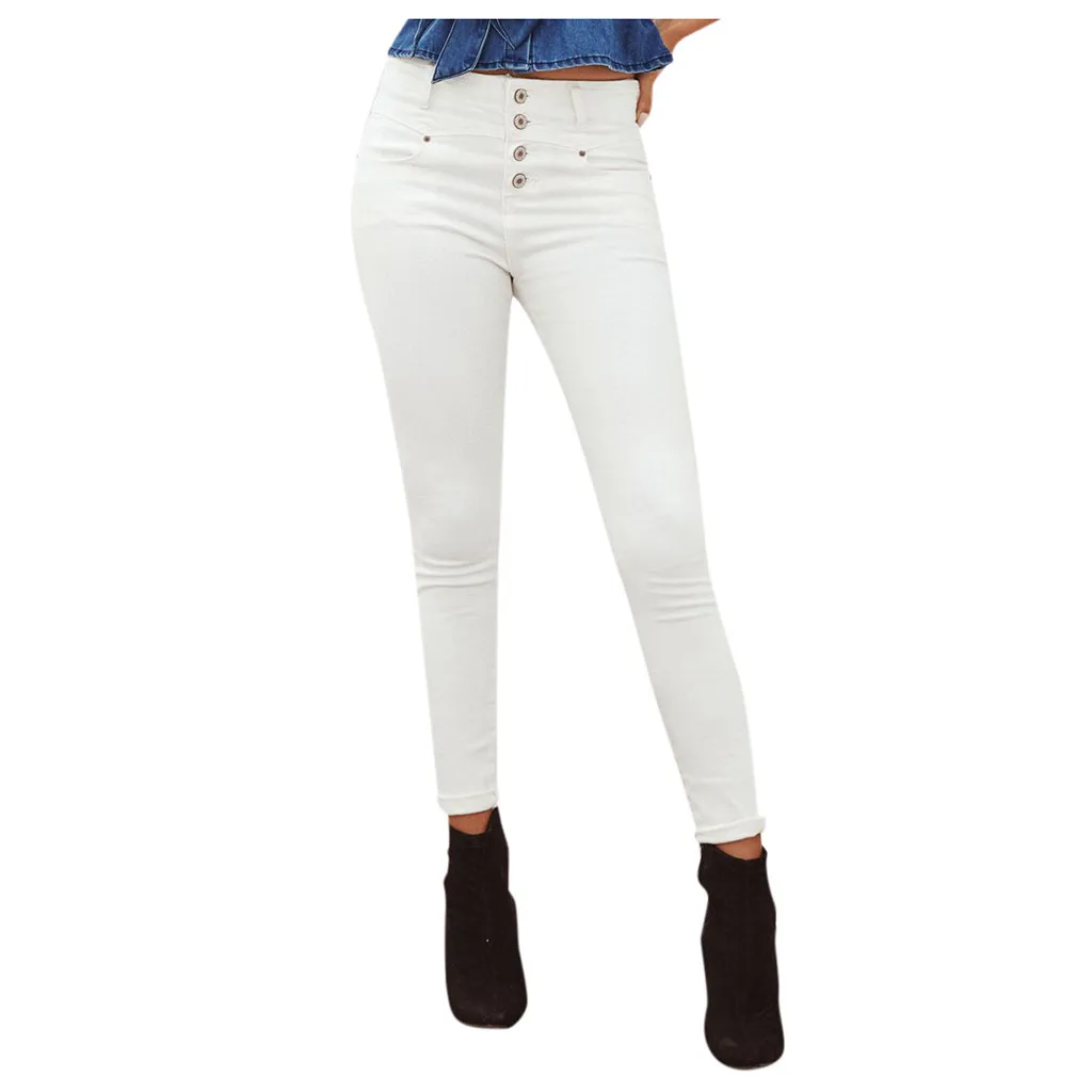 Женские повседневные длинные джинсовые брюки прямые белые размера плюс