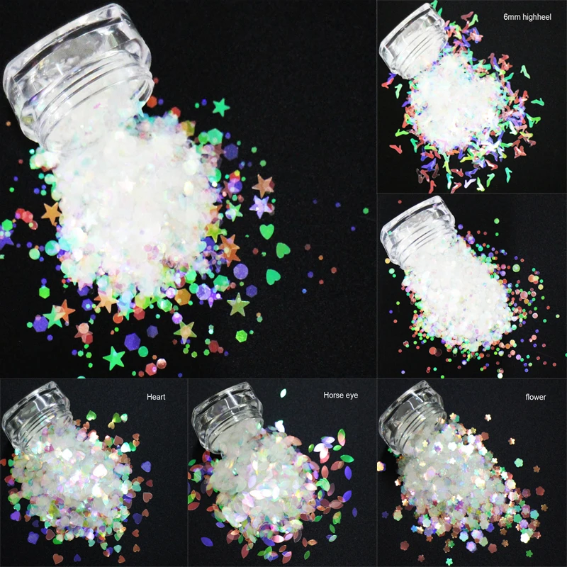 24 разные формы блестками выбор переливчатая Радуга блестящие ломтики 3D дизайн