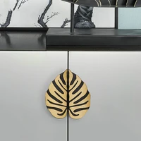 leaf handle black gold leaves creative cabinet handles drawer knobs wardrobe door handles furniture handles