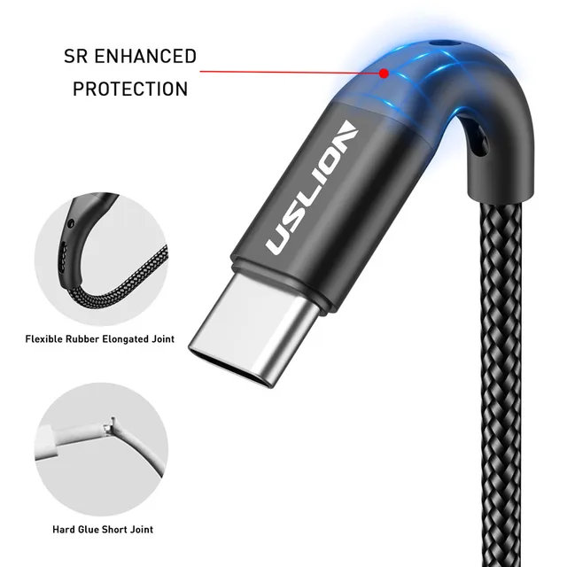 3A USB Type C Cable Wire For Samsung S10 S20 Xiaomi mi 11 Mobile Phone Fast Charging USB C Cable Type-C Charger Micro USB Cables 2