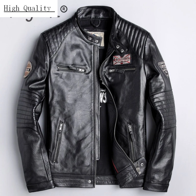 

Genuine Leather Jacket Autumn Men Clothes 2023 Streetwear 100% Sheepskin Coat Male Fashion Motorcycle Fit Jaqueta LW1092