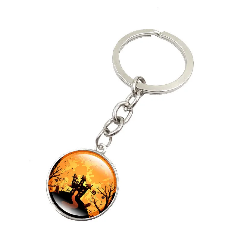 

WG 1pc Halloween Cabochon Glass Ball Time Gem&stone Keychain Keyrings For Family Halloween Keychain Gift Jewelry