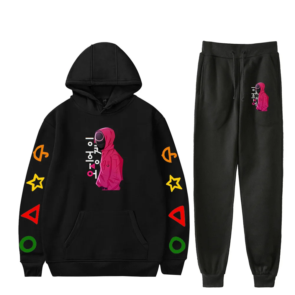 

Couple game trousers suit hooded Korean version of squid game characters the same peripheral clothing 2D printed sweater autumn
