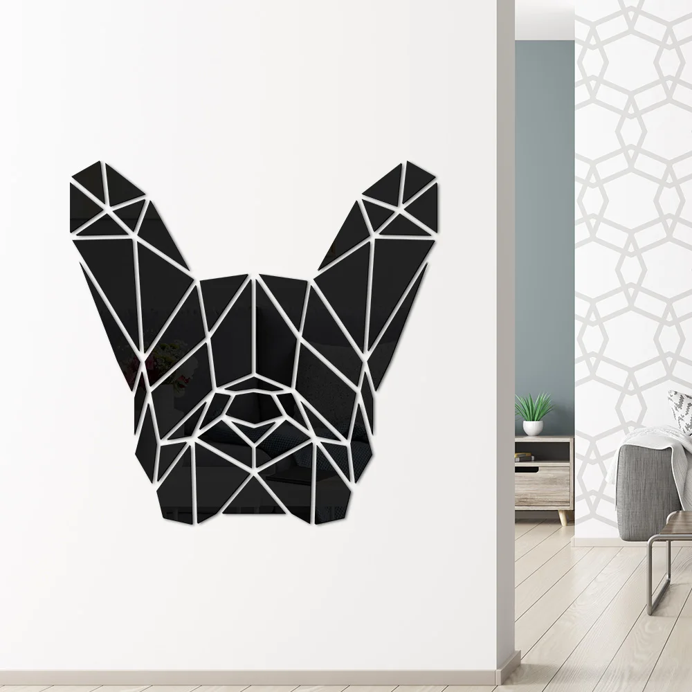 

Custom French Bulldog Shaped Acrylic Mirrored Wall Stickers Puppy Pet 3D Art Decal Dog Shop Decor