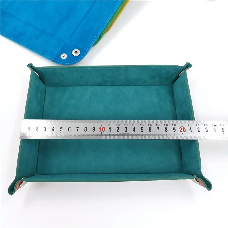 

1pc Rectangle Storage Tray PU Leather Velvet Folding Dice Tray Table Games Key Wallet Coin Organizer Trays Sundries Serving Tray