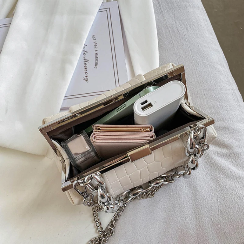 

Stone Pattern Shoulder Bags for Women Thick Chain Ladies Crossbody Bag Sling Female Side Purses and Handbags Hasp New Fashion