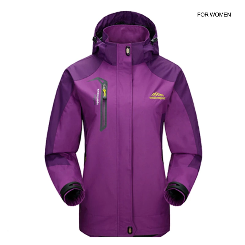 Women Purple Бренд 5XL мужские куртки водонепроницаемые весенние пальто с капюшоном для мужчин и женщин верхняя одежда армейская однотонная Повседневная брендовая мужская одежда AFC12320 - Цвет: Women Purple