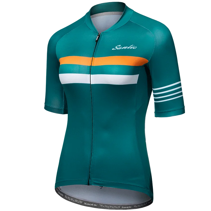 Santic Cycling Suit Women Summer Breathable Road Bike MTB Bicycle Short Sleeves Cycling Jersey Clothing Shirt Top Asian Size