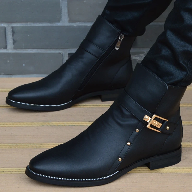 

New Fashion Men Boots Genuine Leather Men's British Winter Warm Plush Ankle Boots Man Casual shoes Zapatos man hombre