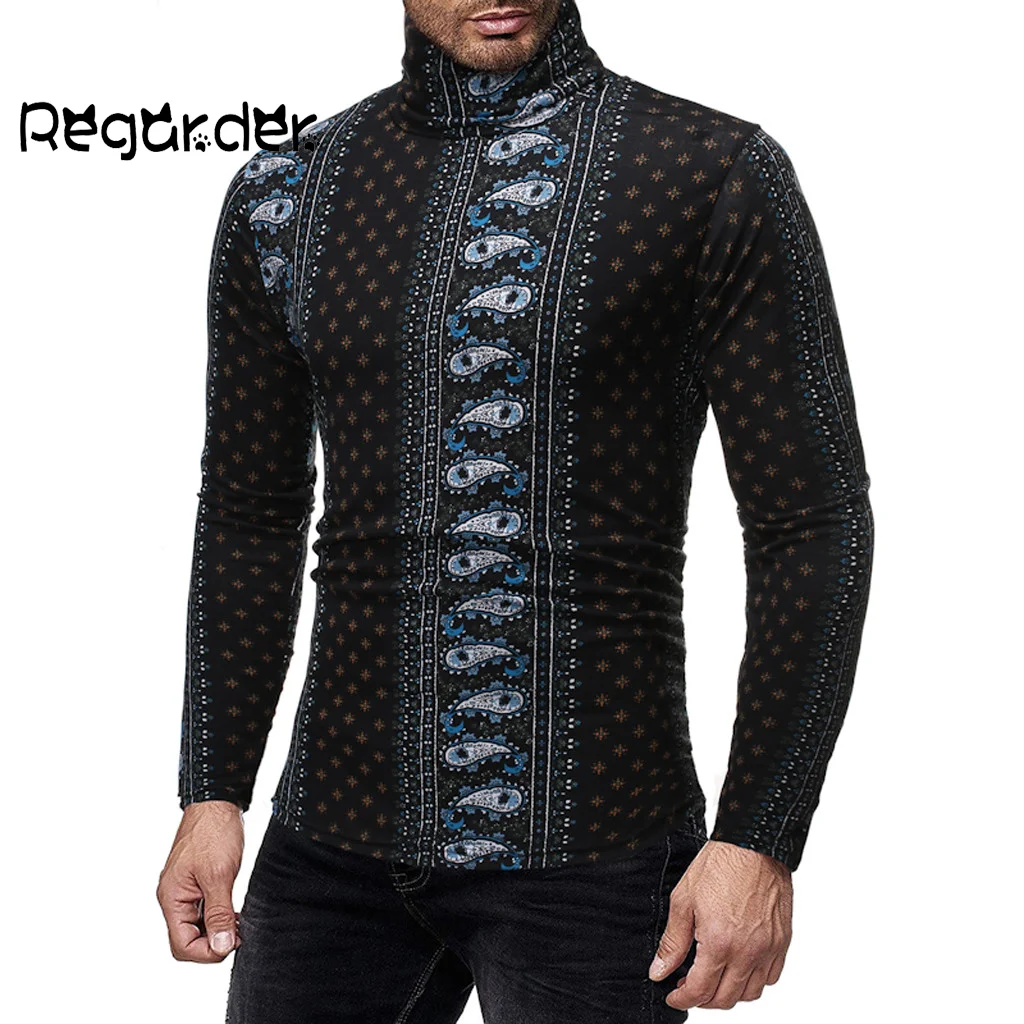 Новинка Осень зима мужской свитер с принтом одежда водолазка Повседневный