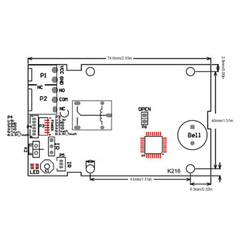 

652E K216+R503 Fingerprint Control Board Relay for remote Control Settings