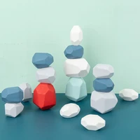 16pcs wooden colored stone building blocks children creative toy stacking game nordic room decorations table ornament