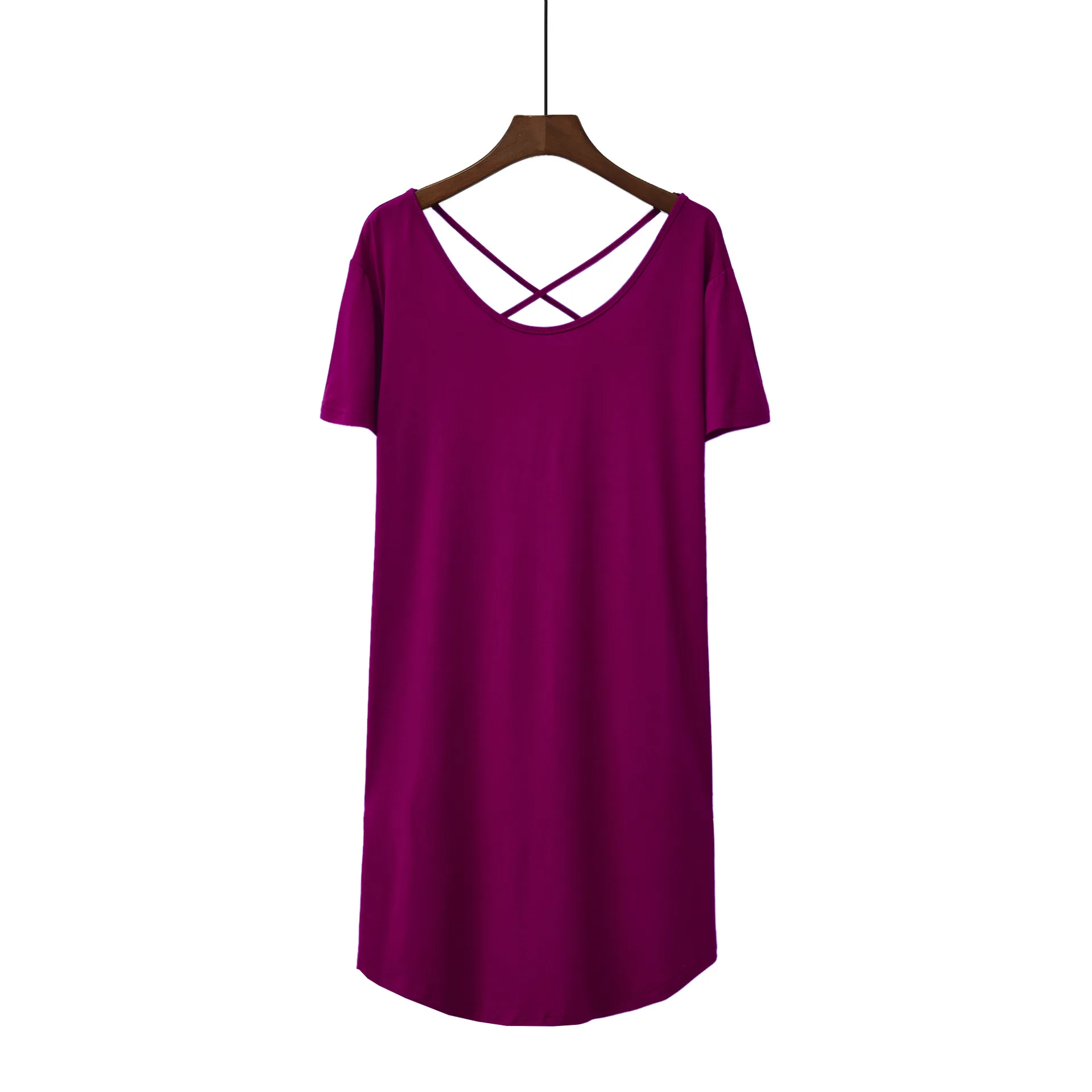 Ночная сорочка женская Модальная с V образным вырезом и широким рукавом|Ночные