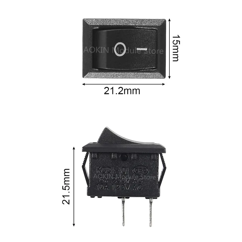 10pcs/lot KCD1 15*10mm 2PIN Boat Rocker Switch SPST Snap-in on off Micro switch Position 3A/250V | Обустройство дома