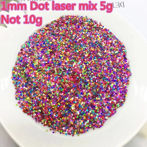 1mm Dot Laser mix 5g Ультратонкая 3 мм квадратная блестка лазерная полоса блестка 3D блестка для ногтей блестка ЭО-дружественная блестка из ПЭТ для украшения для ногтей 10 г - Цвет: 1mm Dot Laser mix 5g