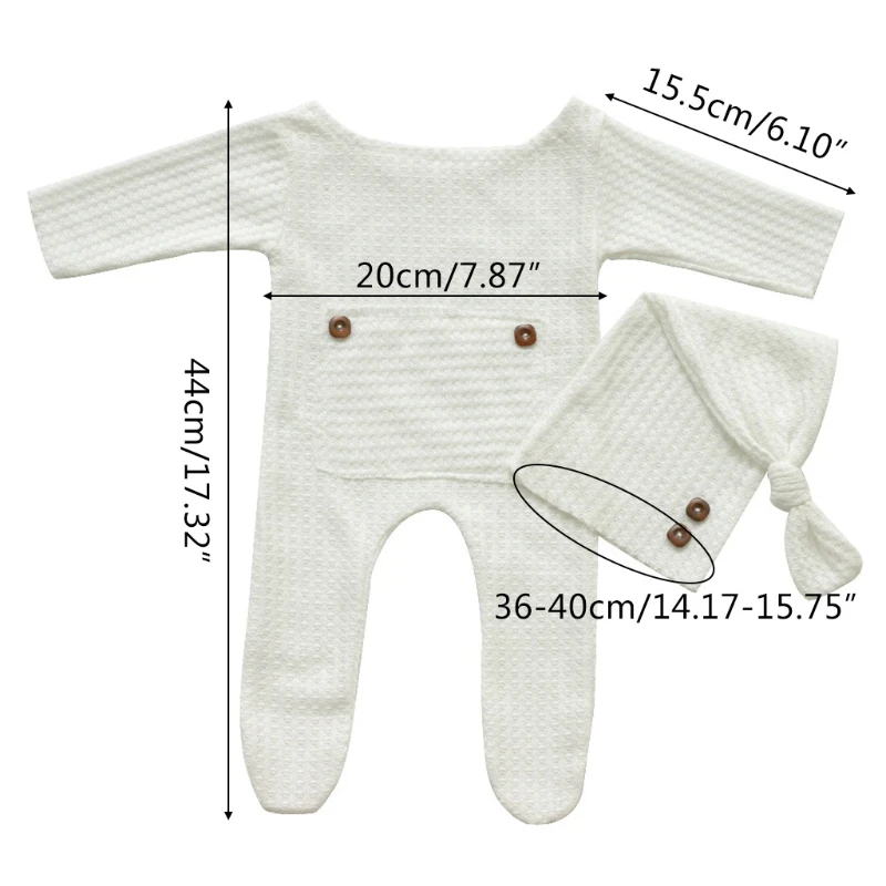 

2 Pcs/Set Baby Hat Romper Newborn Photography Props Knitted Jumpsuit Long Tail Cap Kit Infants Photo Shooting Clothing Outfits