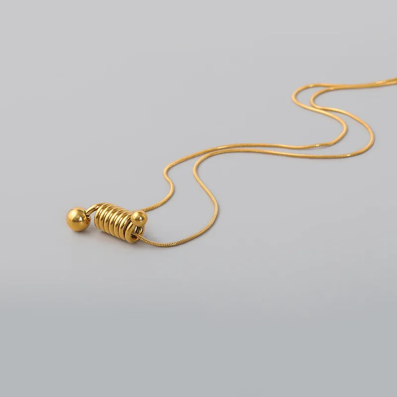 

TOSOKO Stainless Steel Jewelry Spring Gold Bead Necklace Fashion Clavicle Chain For Women BSP589