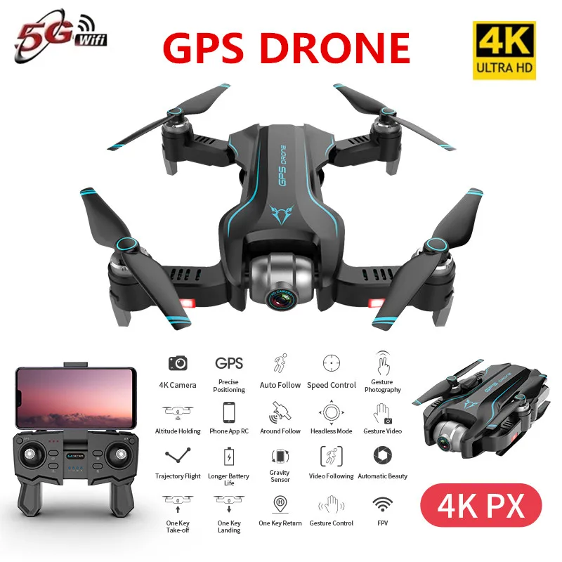 S20 gps Дрон с 4K HD регулируемой камерой X50 ZOOM 500m 5G wifi FPV RC Квадрокоптер Профессиональный складной Дрон E520S E58