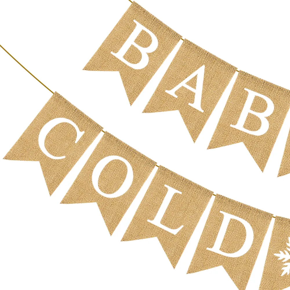 Jute Burlap Baby It's Cold Outside Banner Winter Shower Birthday Diaper Party Garland Mantel Fireplace Decoration |